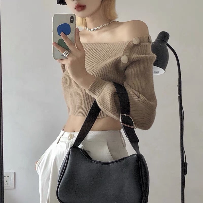 Áo sweater COZOK tay dài cổ vuông thời trang Hàn Quốc sành điệu