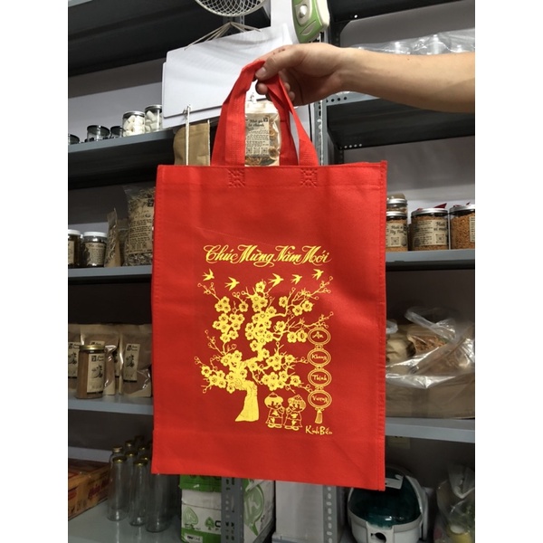 (30x40x12cm) Túi vải đựng quà Tết hàng đẹp, vải dày quai ép nhiệt chắc chắn