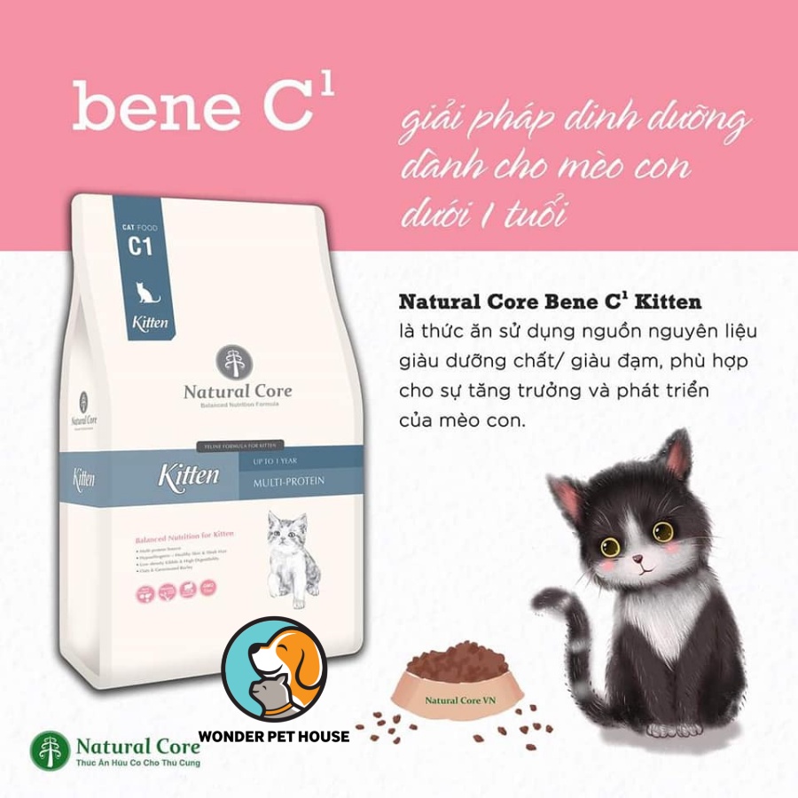 [2kg Natural Core Kitten] Hạt hữu cơ cho mèo con 2kg Natural Core Bene C1 Kitten - Hạt Organic Mèo Con