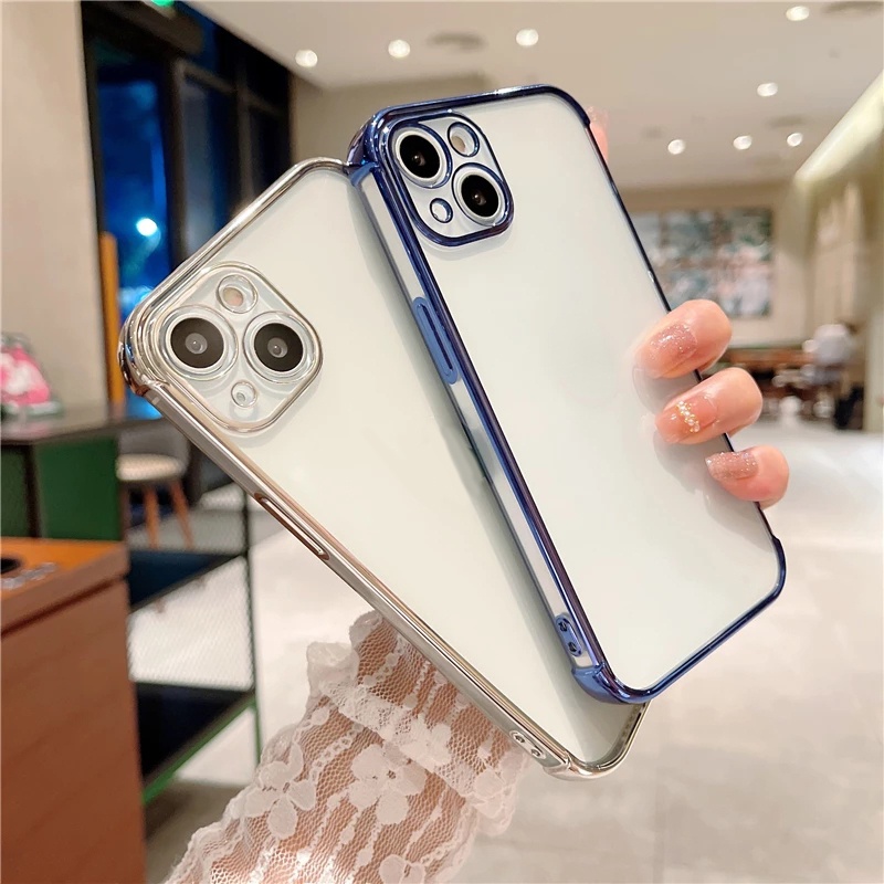 Ốp Lưng Trong Dẻo Mạ Màu cho iPhone 7 8 6 6s Plus X Xs Max Xr SE2 SE 2020