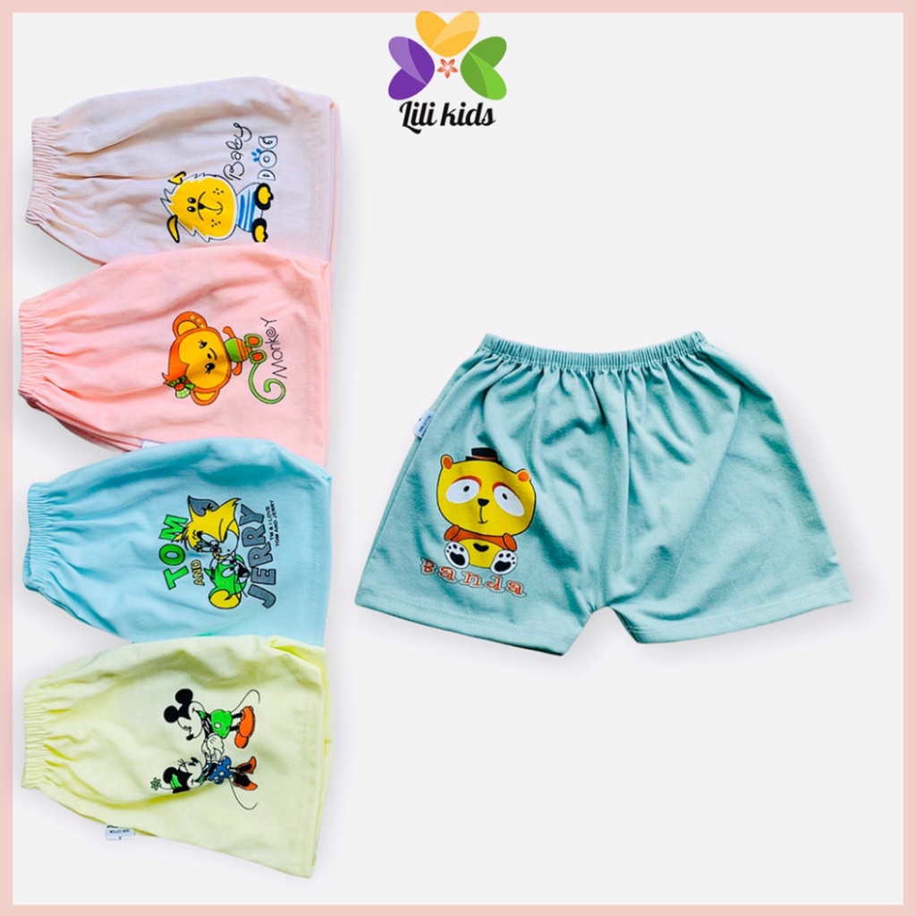 Quần đùi cho bé LILIKIDS bé trai và bé gái quần ngắn cotton cho bé trai bé gái in mông QC02