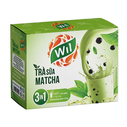 Trà sữa matcha WIL 3 in 1 hộp 170g (10 gói x 17g)