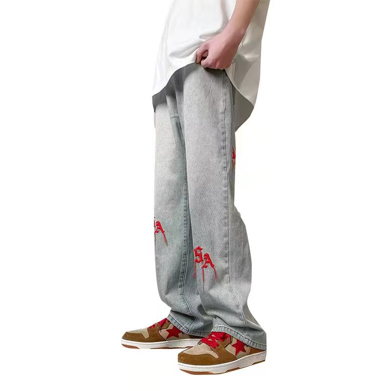 Quần jeans Dài Dáng Rộng Phong Cách Thời Trang Âu Mỹ Cho Nam Giới
