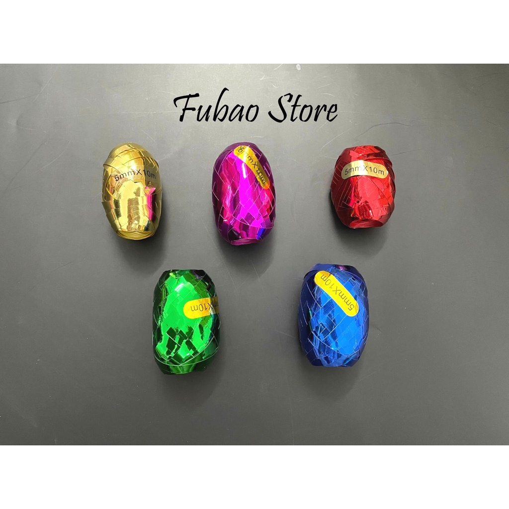 Ruy băng kim tuyến trứng cột đuôi bóng 10m/Cuộn, trang trí sinh nhật, party Fubao Store