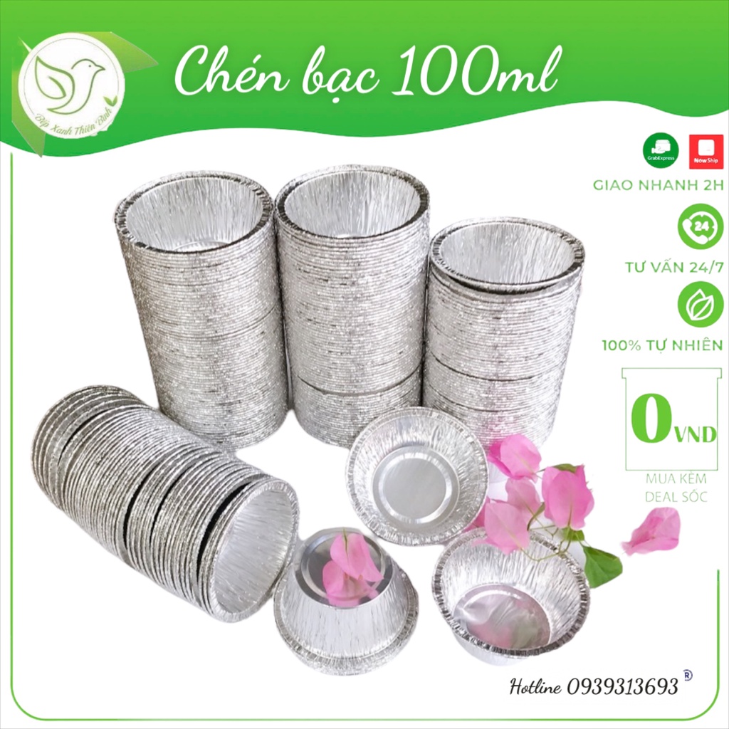 Đế Cốc Chén Khuôn giấy bạc 100ml dùng nướng thực phẩm, nướng bánh, nướng hàu tiện lợi