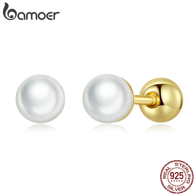 Khuyên tai BAMOER bạc 925 đính ngọc trai thời trang