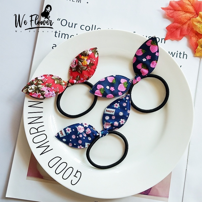 Dây buộc tóc đuôi ngựa WE FLOWER cao su thiết kế tai thỏ đáng yêu dành cho nữ và bé gái