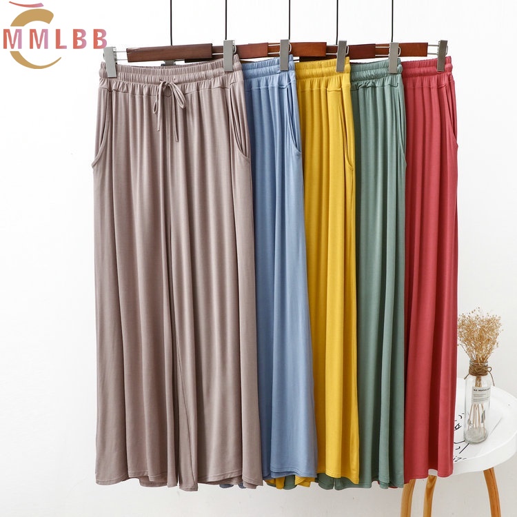 Quần ống rộng 9 Tấc Vải cotton Lưng Cao Co Giãn Tốt 9 Màu Lựa Chọn Thời Trang Cho Nữ Màu Sắc