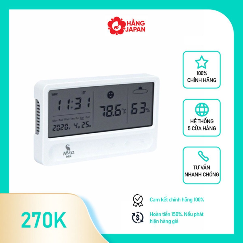 Nhiệt ẩm kế Moaz Bebe đa năng đo nhiệt độ, độ ẩm phòng bảo hàng 12 tháng lỗi 1 đổi 1, nhiệt ẩm kế điện tử