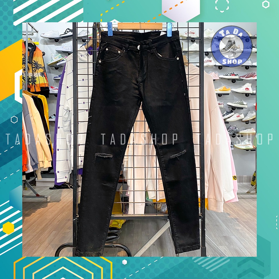 Quần jeans đen trơn Quảng Châu chuẩn đẹp loại 1 full tag mác