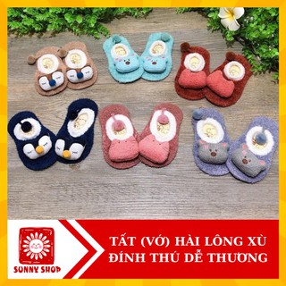 Giày vải bông xù cho bé chân dưới 13cm/ Tất vớ hài lông mẫu thú cho bé yêu (được chọn mẫu)
