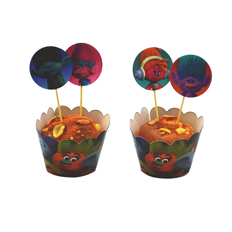 Set 24 Giấy Gói Bánh Cupcake Kèm Đồ Trang Trí