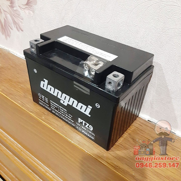 Bình acquy 9Ah PTX9L-PTZ9 Pinaco cho xe máy Excel, Vespa, Shark, Zip, Fly- PT36