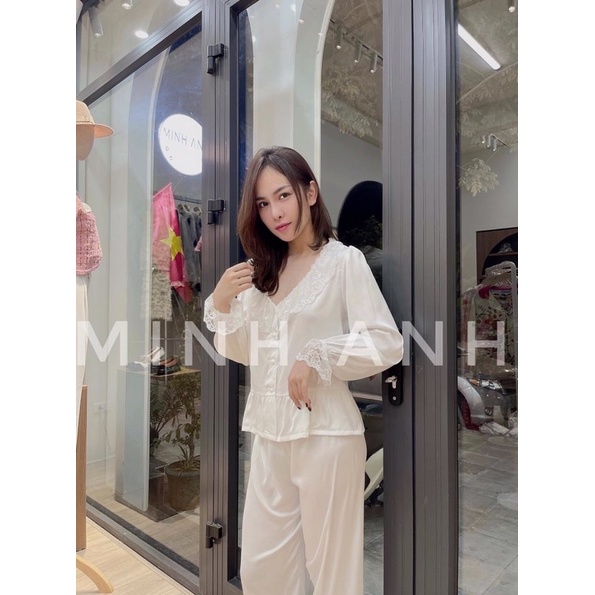 BỘ NGỦ DÀI TAY TIỂU THƯ BÁNH BÈO  - BỘ MẶC NHÀ QUẢNG CHÂU CAO CẤP - THIẾT KẾ REN SANG CHẢNH CE60 | BigBuy360 - bigbuy360.vn