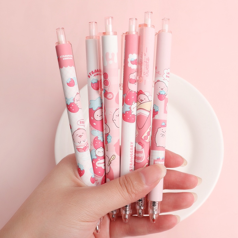 Bút Bi Mực Đen Ngòi 0.5mm Hình Khủng Long Hồng Xinh Xắn Cho Học Sinh/Văn Phòng
