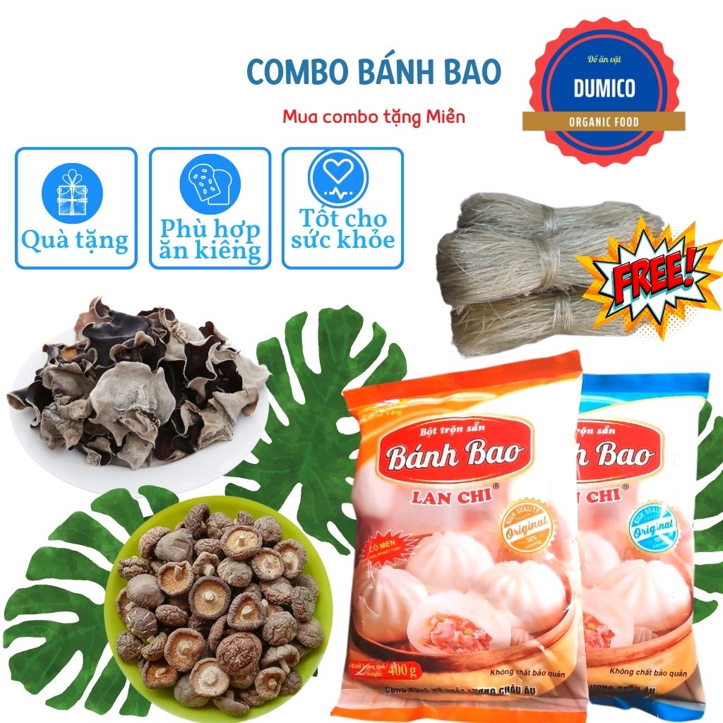 Bột bánh bao trộn sẵn với đầy đủ nguyên liệu làm bánh bao, set bột bánh bao tặng miến.