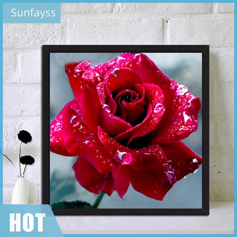 Tranh Thêu Chữ Thập Hình Hoa Hồng Trang Trí Nội Thất