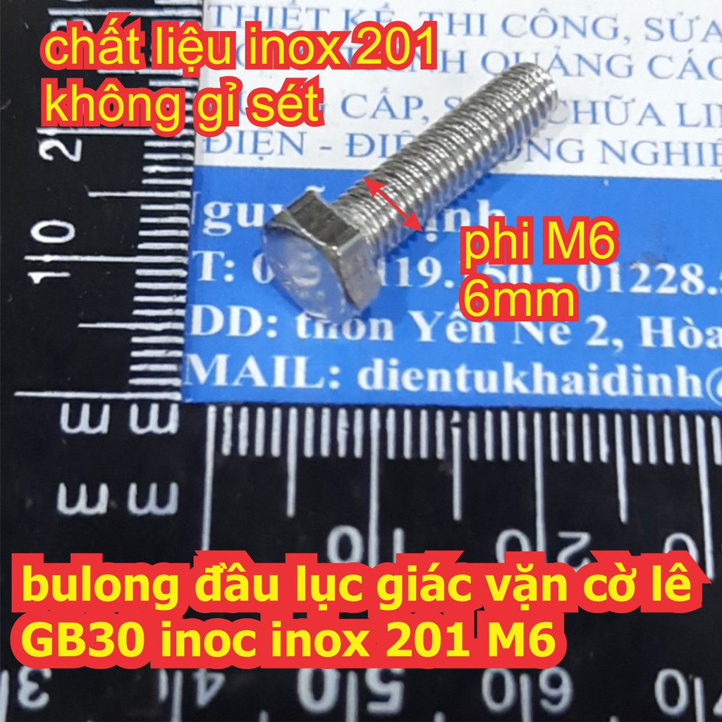 bulong bu lông đầu lục giác vặn cờ lê GB30 inoc inox 201 M6 dài 10mm ~ 100mm kde6626