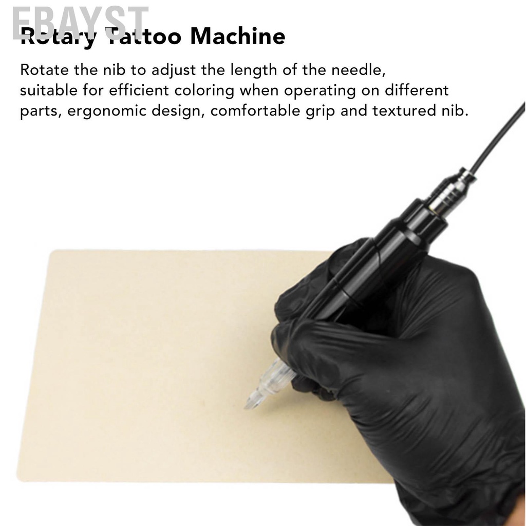 Ebayst Rotary Cartridges Tattoo Pen Aluminum Alloy Black Lightweight High Speed Adjustable Machine with RCA Cord
