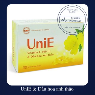 Uni E (UniE) vitamin E 400IU & Dầu hoa anh thảo (Hộp 30 viên)