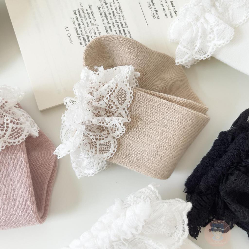Laa6-quần Tất Dài Qua Gối Thêu Ren Dễ Thương Cho Bé Gái