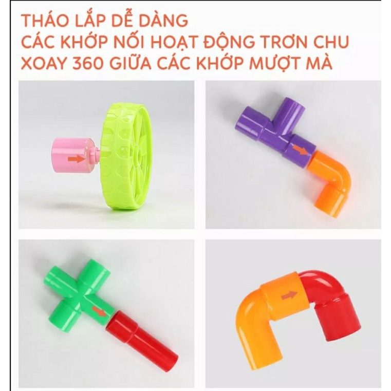 Đồ Chơi Trẻ Em Túi Xếp Hình Ống Nước 42 Chi Tiết Nhựa Nguyên Sinh An Toàn Nhiều Màu Sắc Giúp Trẻ Từ 3 Tuổi