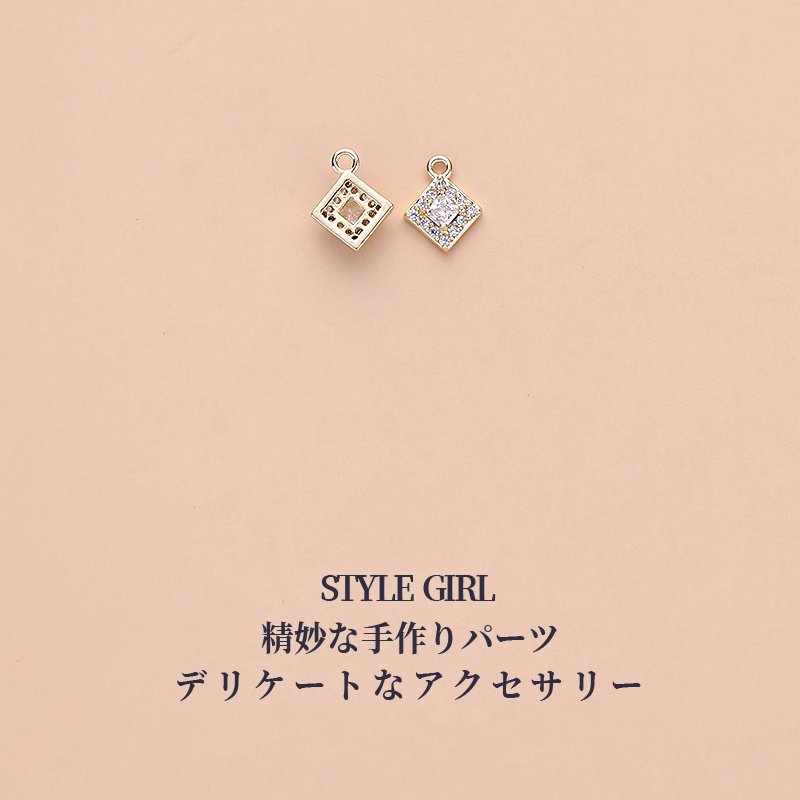 Mặt Dây Chuyền Hình Vuông Bằng Đồng 14K Đính Đá Zircon diy