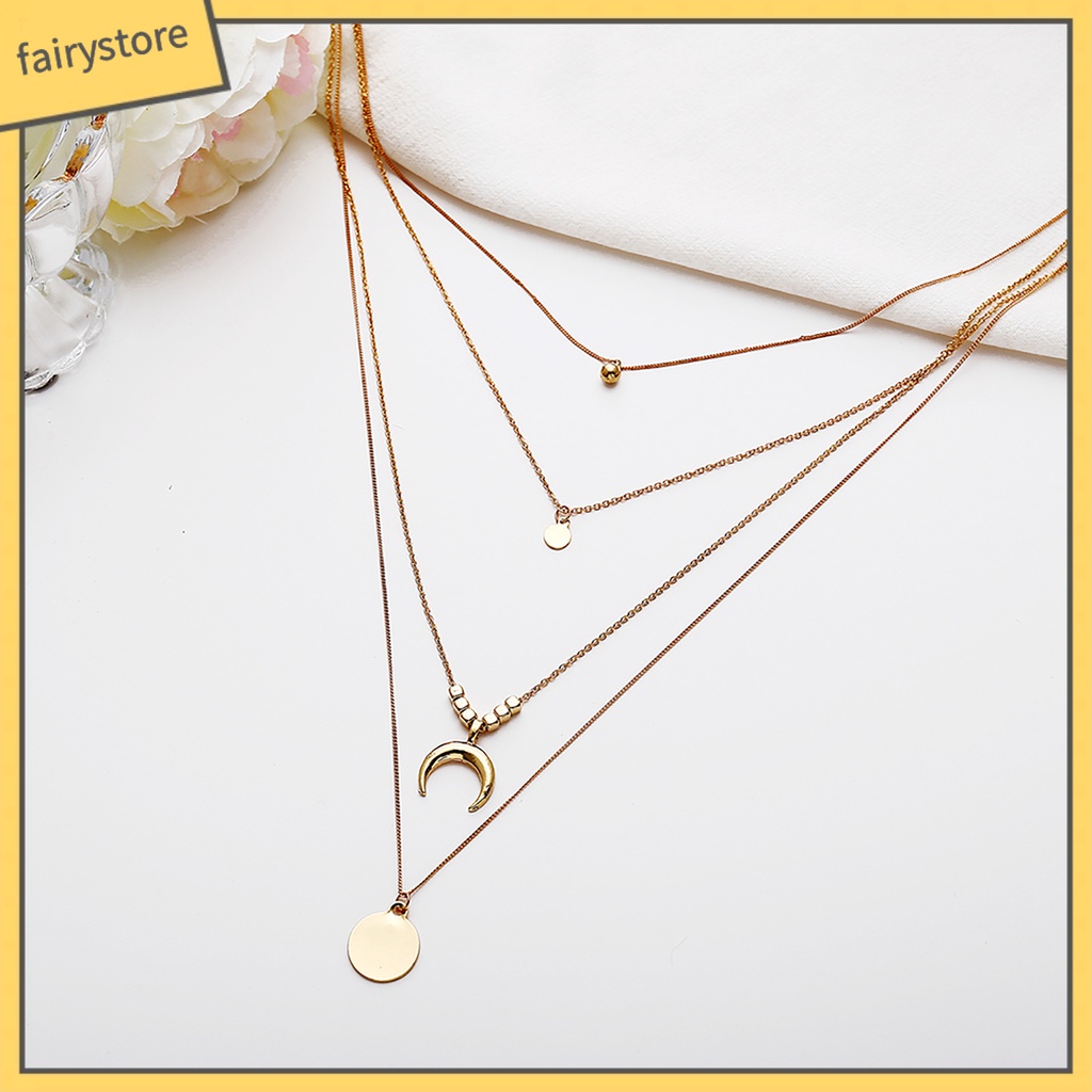 Dây chuyền nhiều lớp mặt trăng khuyết thời trang cho nữ