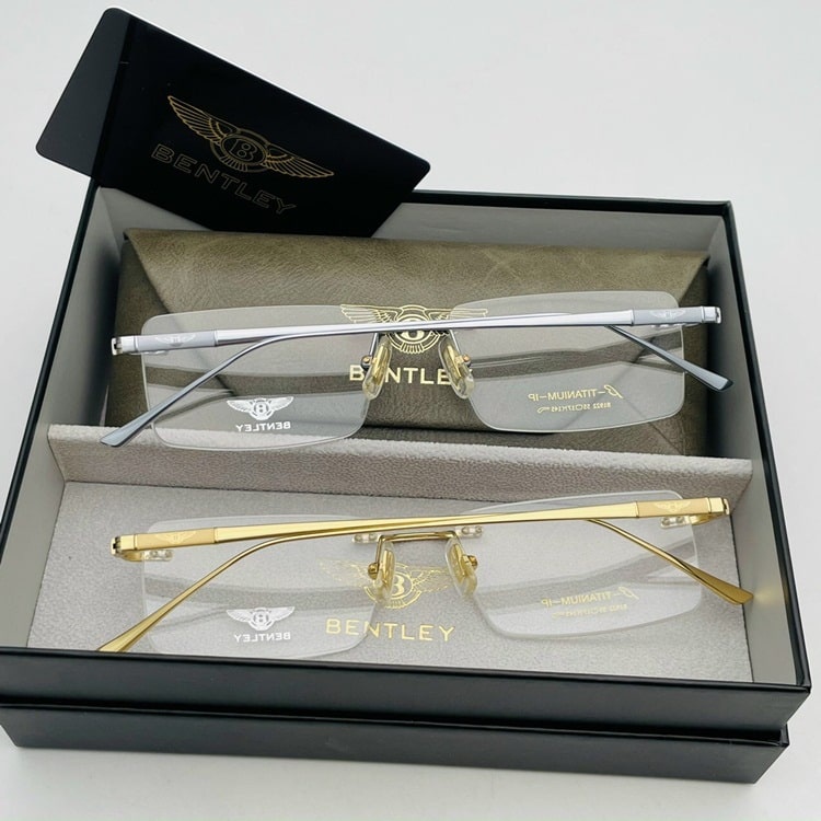 Gọng Kính Cận Kim Loại, Titanium, Kính khoan không viền, Kèm Full Box,Bảo hành 12 tháng - donghokinhmat168