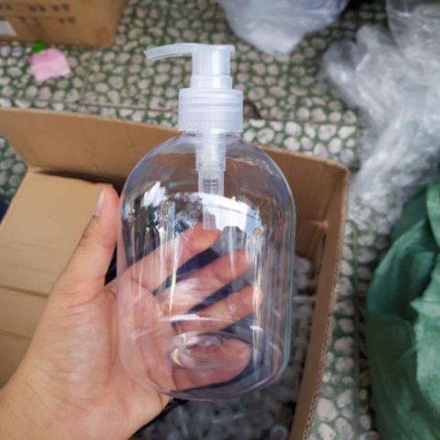 Chai nhựa pet vòi nhấn sữa tắm 500ml Trong lùn chiết mỹ phẩm