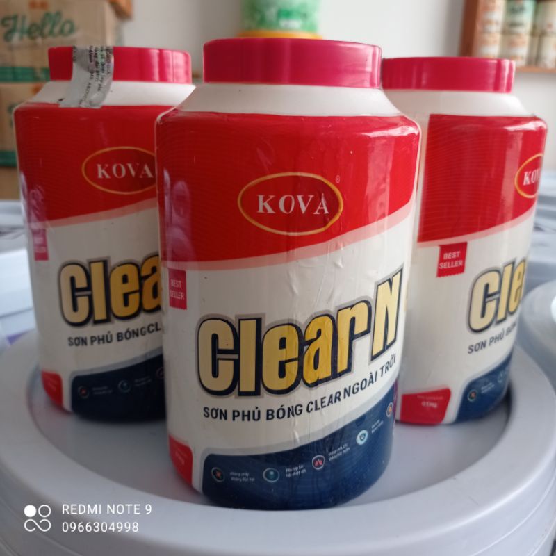 Phủ bóng kova clear 1kg tặng còn lăn sơn hoặc chổi sơn tùy chọn