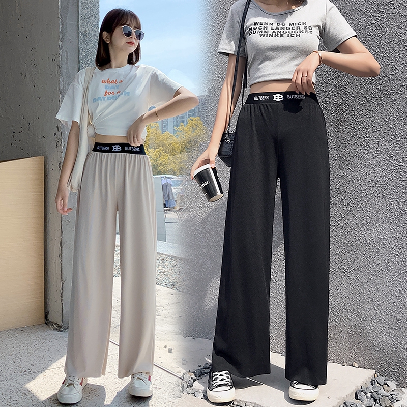 SUXI Quần ống rộng lưng cao phong cách mùa hè cho nữ