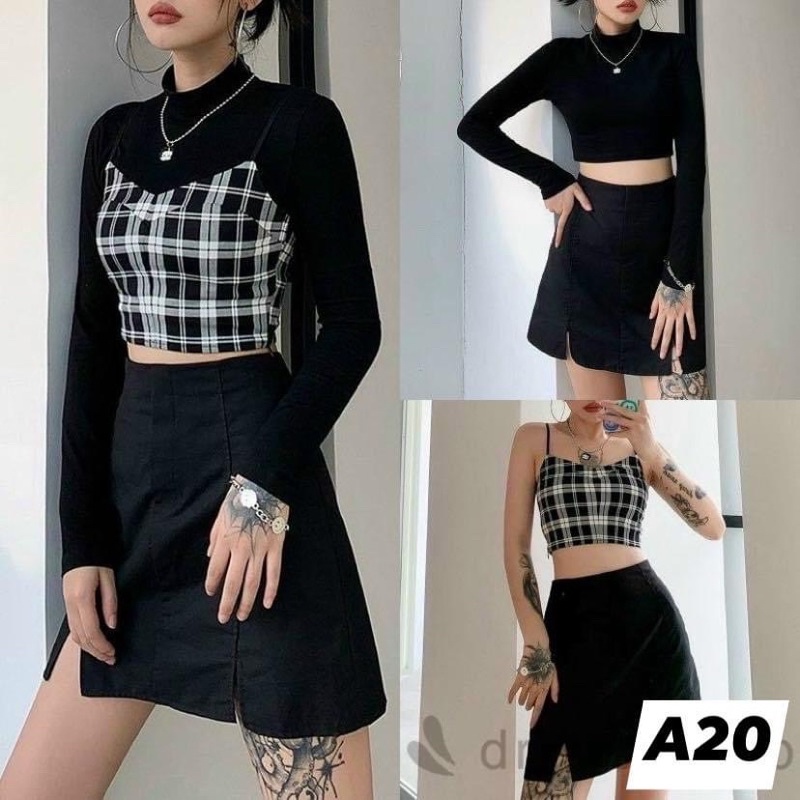 SET 3 MÓN ÁO HAI DÂY KẾT HỢP CHÂN VÁY CÙNG ÁO CÚP NGỰC 2D CỰC XINH