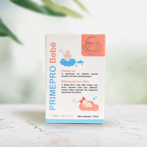 Siro bổ sung lợi khuẩn PrimePRO Bebé giúp bé tiêu hoá khoẻ, hấp thu tốt, phát triển toàn diện, phòng ngừa và giảm dị ứng