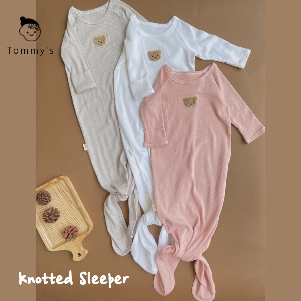 Túi ngủ thắt nút gấu cho bé trai bé gái 0-12 tháng chất liệu cotton thông hơi xuất Hàn mềm mịn Tommy House