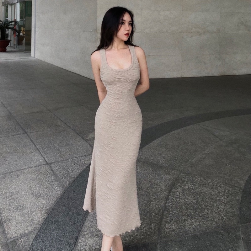 𝗠𝗜𝗔 𝗗𝗿𝗲𝘀𝘀 - Mia Đầm ôm body khoét lưng, vải thun ép lụa cap cấp