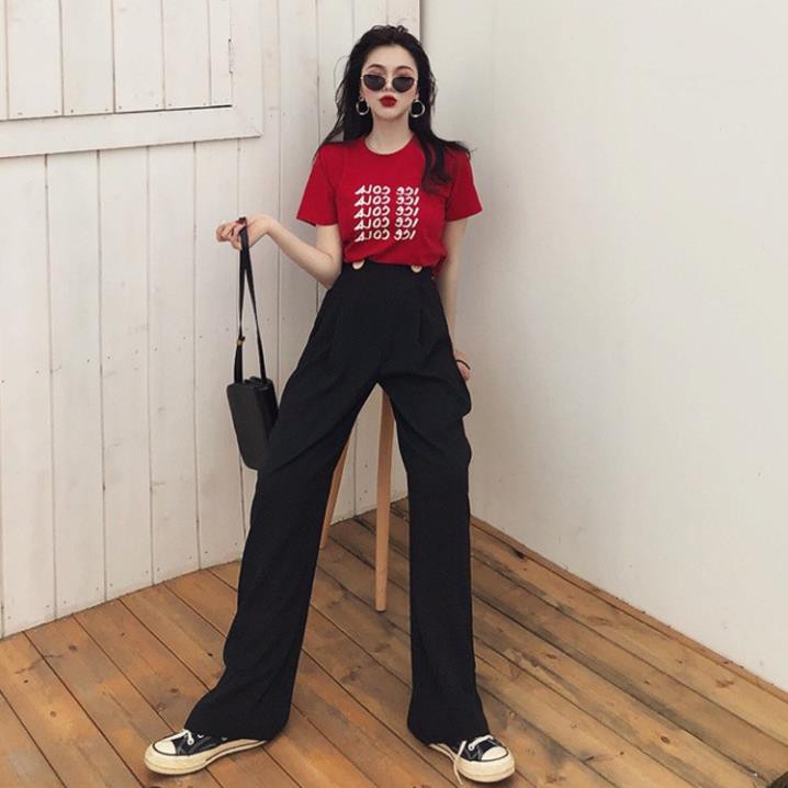 Quần dài ống rộng cạp cao