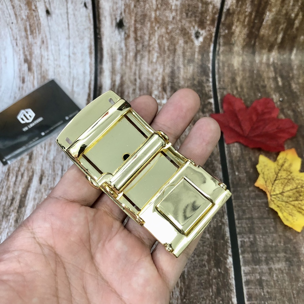 Mặt Dây Lưng Da Đà Điểu Khóa Tự Động, Đầu Khóa Thắt Lưng Da Đà Điểu Thật  - Bản 3.5 cm, 3 màu Đen, Nâu, Nâu Đỏ