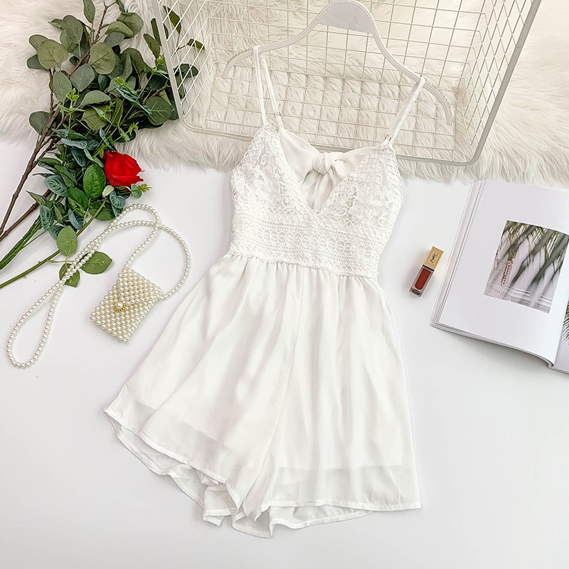 Jumpsuit 2 dây phối ren