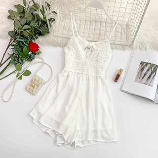 Jumpsuit 2 dây phối ren
