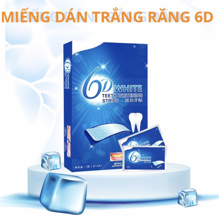 Miếng dán trắng răng 6D White Teeth Whitening Strips, hộp 7 miếng dán trắng răng 6D nội địa Trung