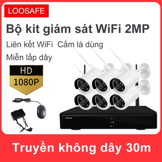 Bộ camera giám sát WiFi không dây 6 kênh 2.0MP, hỗ trợ giám sát từ xa trên điện thoại di động