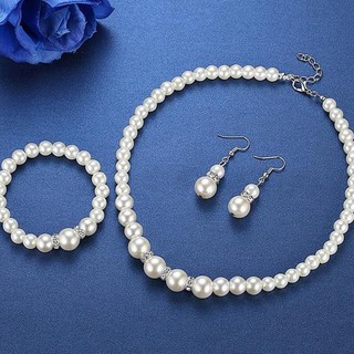 Bộ trang sức ngọc trai nhân tạo phong cách quý cô mẫu mới