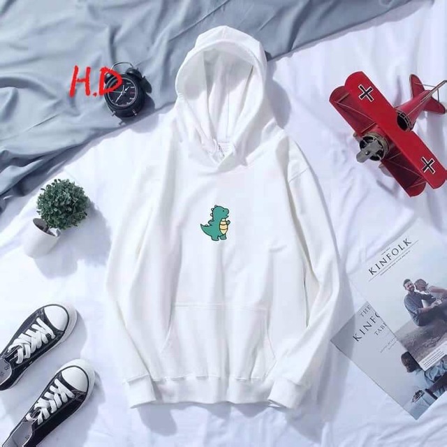 Áo hoodie nỉ mũ,áo khoác nam nữ in khủng long nhí xanh HD | BigBuy360 - bigbuy360.vn