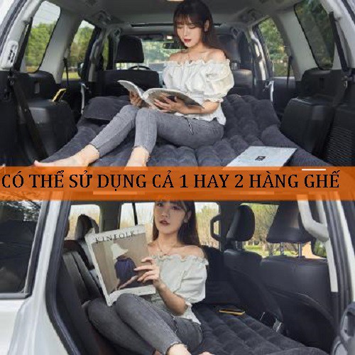 Đệm hơi ô tô xe 4 chỗ 7 chỗ SUV 3 hàng ghế kích thước 174x118cm kèm bơm và 2 gối 3 màu thời trang 6 buồng khí thông minh