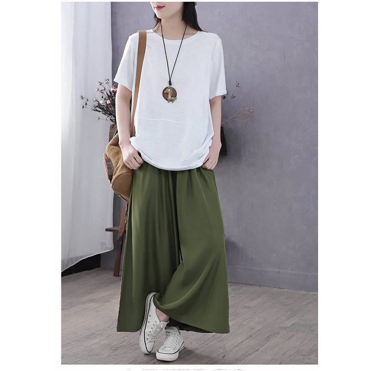 Áo Thun Tay Ngắn Dáng Rộng Thiết Kế Đơn Giản Thời Trang Cho Nữ Trung Niên