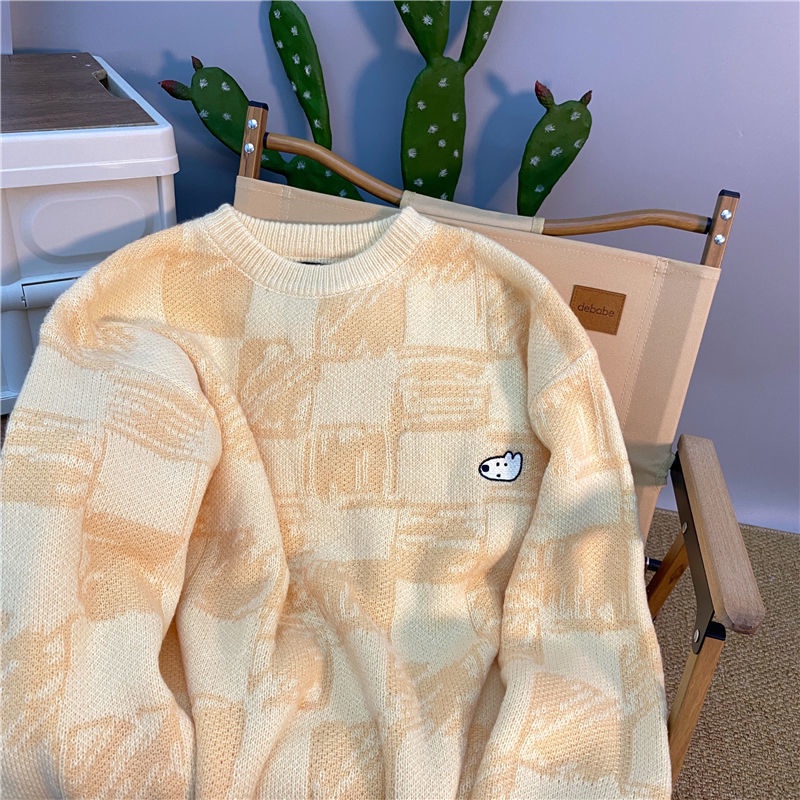 Áo Sweater Dệt Kim Kẻ Sọc Mềm Mại Thêu Hình Hành Tinh Trứng Thời Trang Thu Đông Cho Bé Gái Mới