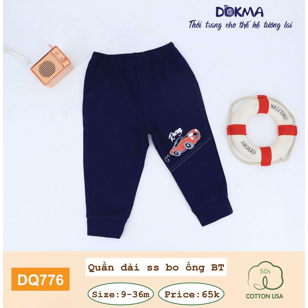 (6-36M) Quần dài bo ống vải cotton mỏng cho bé - DOKMA