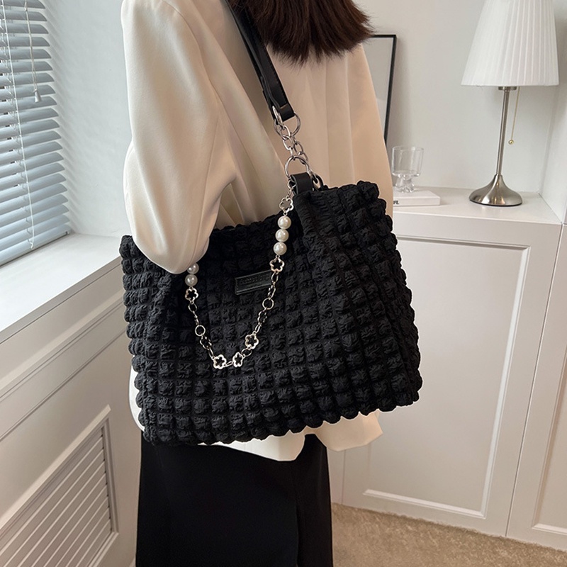 Túi tote đeo vai IELGY xếp ly bong bóng phổ biến tùy chọn màu sắc dành cho nữ