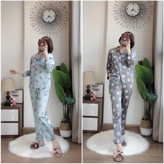 Bộ mặc nhà pyjama lụa thỏ
